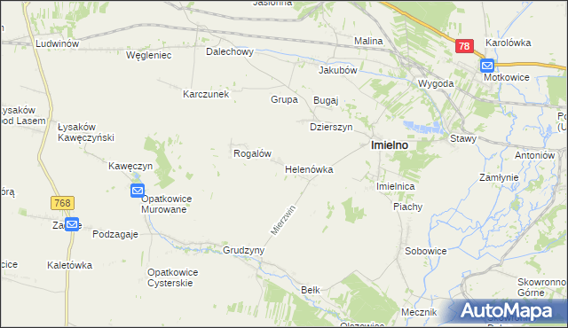 mapa Helenówka gmina Imielno, Helenówka gmina Imielno na mapie Targeo