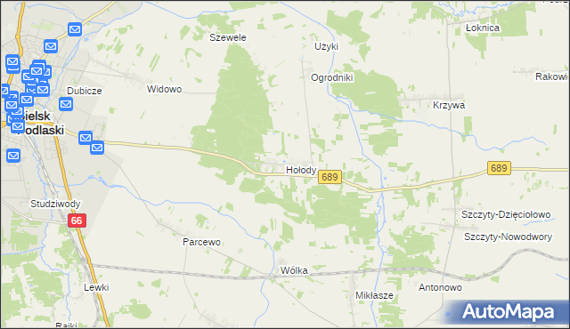 mapa Hołody, Hołody na mapie Targeo