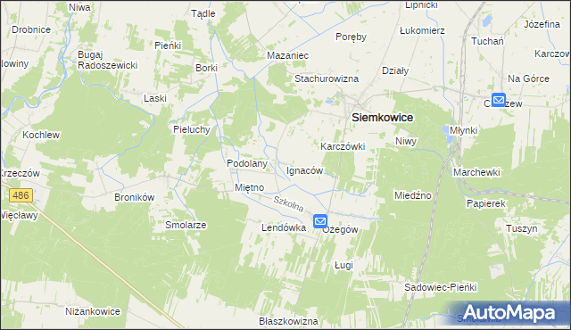 mapa Ignaców gmina Siemkowice, Ignaców gmina Siemkowice na mapie Targeo