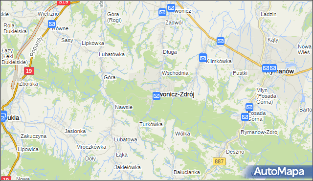 mapa Iwonicz-Zdrój, Iwonicz-Zdrój na mapie Targeo