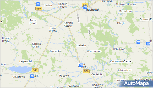 mapa Izabelin gmina Brudzeń Duży, Izabelin gmina Brudzeń Duży na mapie Targeo