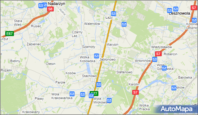 mapa Jabłonowo gmina Lesznowola, Jabłonowo gmina Lesznowola na mapie Targeo