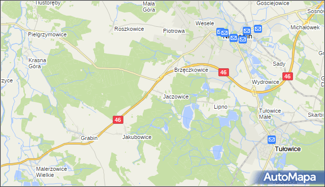 mapa Jaczowice, Jaczowice na mapie Targeo