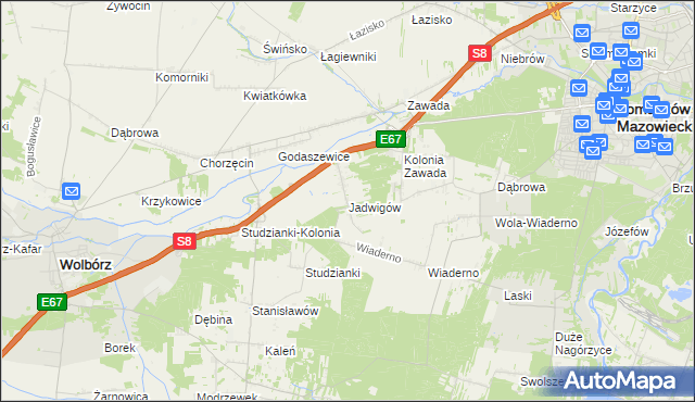 mapa Jadwigów gmina Tomaszów Mazowiecki, Jadwigów gmina Tomaszów Mazowiecki na mapie Targeo