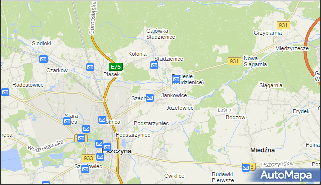 mapa Jankowice gmina Pszczyna, Jankowice gmina Pszczyna na mapie Targeo
