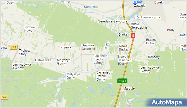 mapa Jasieniec Iłżecki Górny, Jasieniec Iłżecki Górny na mapie Targeo