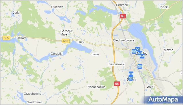 mapa Jaśki gmina Olecko, Jaśki gmina Olecko na mapie Targeo