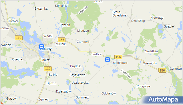 mapa Jedlice gmina Lipiany, Jedlice gmina Lipiany na mapie Targeo