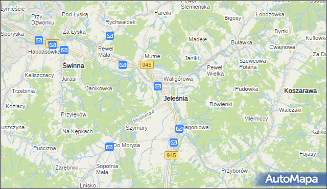 mapa Jeleśnia, Jeleśnia na mapie Targeo