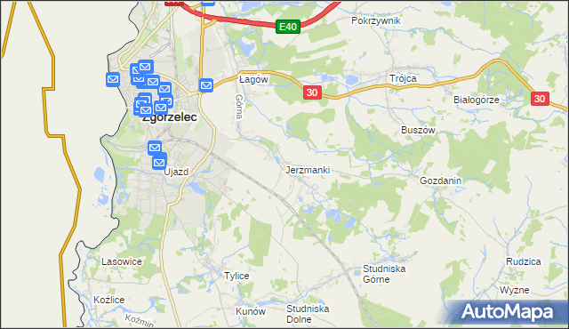 mapa Jerzmanki, Jerzmanki na mapie Targeo