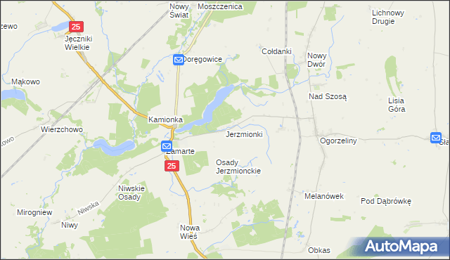 mapa Jerzmionki, Jerzmionki na mapie Targeo