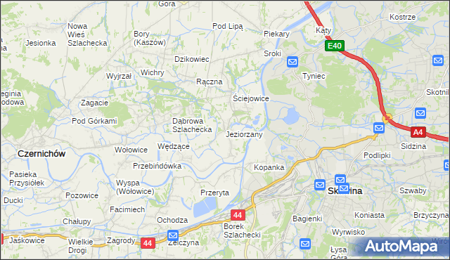 mapa Jeziorzany gmina Liszki, Jeziorzany gmina Liszki na mapie Targeo