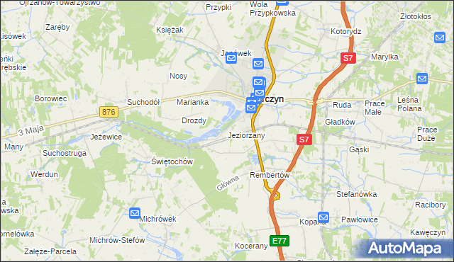 mapa Jeziorzany gmina Tarczyn, Jeziorzany gmina Tarczyn na mapie Targeo