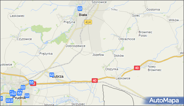 mapa Józefów gmina Biała, Józefów gmina Biała na mapie Targeo