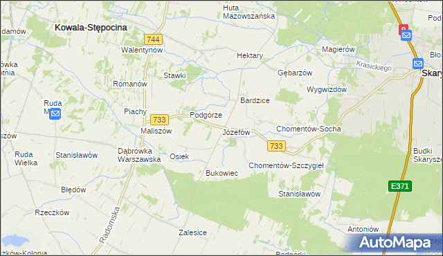 mapa Józefów gmina Kowala, Józefów gmina Kowala na mapie Targeo