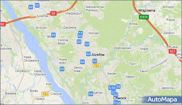 mapa Józefów powiat otwocki, Józefów powiat otwocki na mapie Targeo