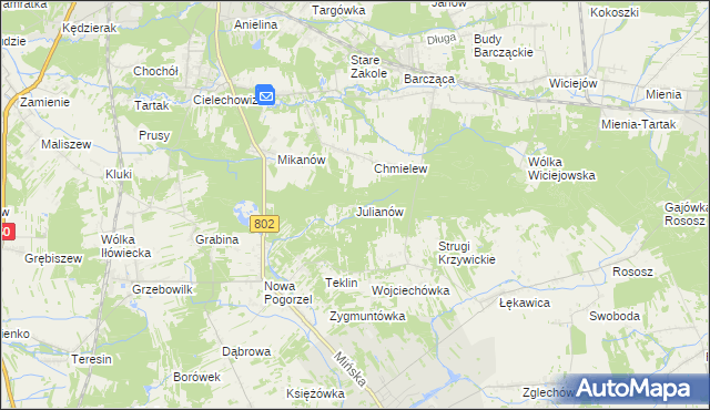 mapa Julianów gmina Siennica, Julianów gmina Siennica na mapie Targeo