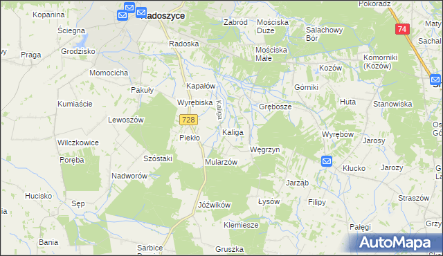 mapa Kaliga, Kaliga na mapie Targeo