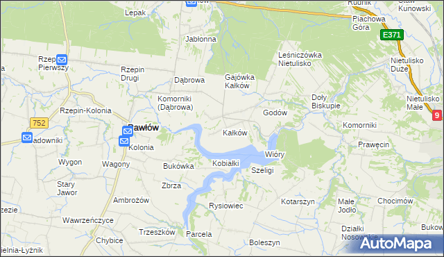 mapa Kałków gmina Pawłów, Kałków gmina Pawłów na mapie Targeo