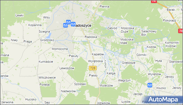 mapa Kapałów, Kapałów na mapie Targeo