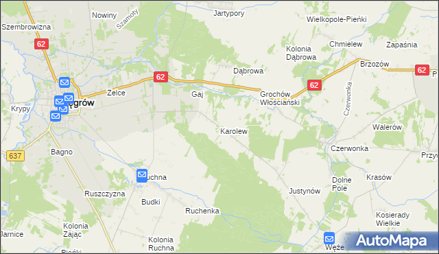 mapa Karolew gmina Sokołów Podlaski, Karolew gmina Sokołów Podlaski na mapie Targeo