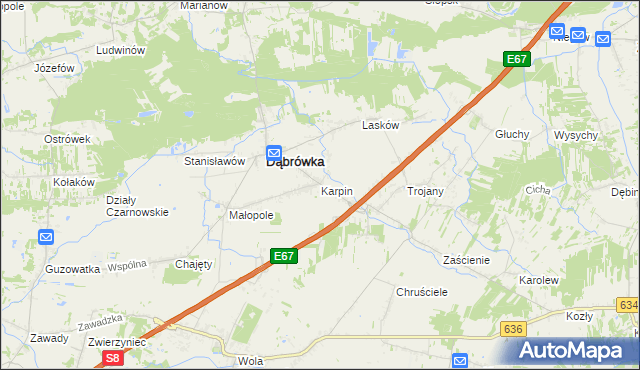 mapa Karpin gmina Dąbrówka, Karpin gmina Dąbrówka na mapie Targeo