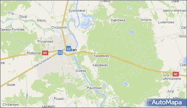 mapa Kaszewiec gmina Goworowo, Kaszewiec gmina Goworowo na mapie Targeo