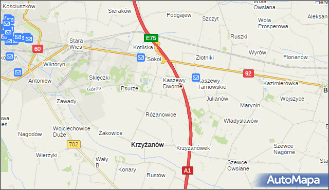 mapa Kaszewy-Kolonia, Kaszewy-Kolonia na mapie Targeo