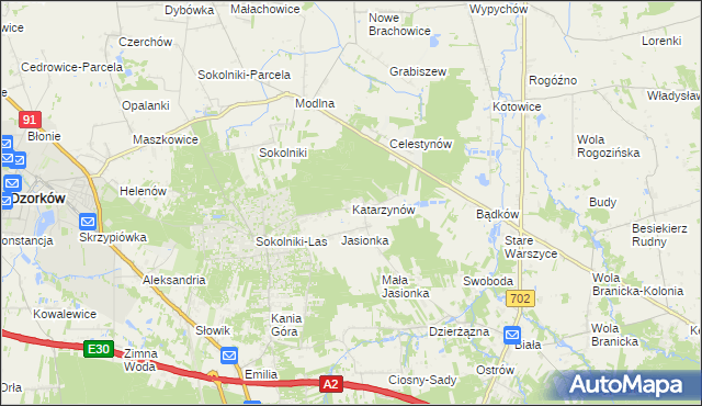 mapa Katarzynów gmina Ozorków, Katarzynów gmina Ozorków na mapie Targeo