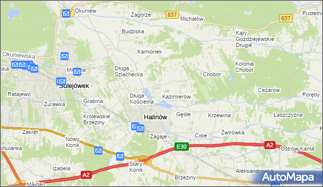 mapa Kazimierów gmina Halinów, Kazimierów gmina Halinów na mapie Targeo