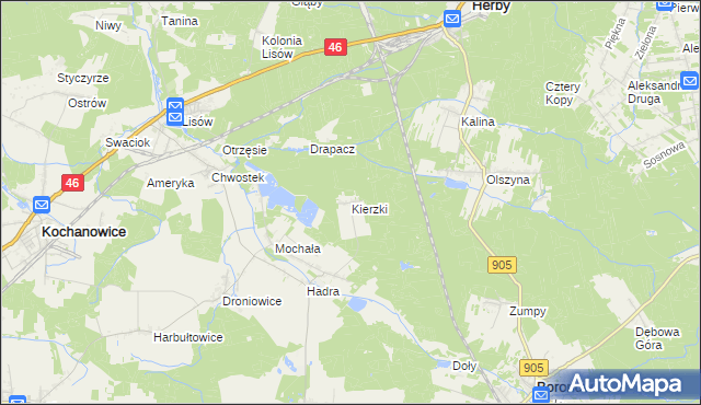 mapa Kierzki gmina Herby, Kierzki gmina Herby na mapie Targeo