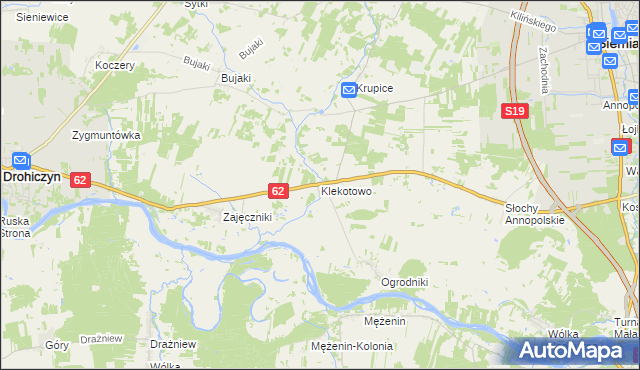 mapa Klekotowo gmina Siemiatycze, Klekotowo gmina Siemiatycze na mapie Targeo