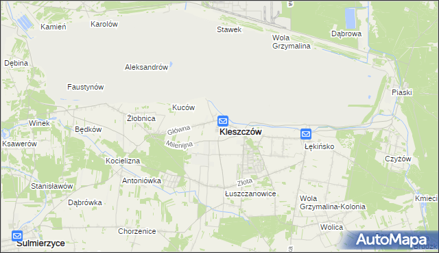 mapa Kleszczów powiat bełchatowski, Kleszczów powiat bełchatowski na mapie Targeo
