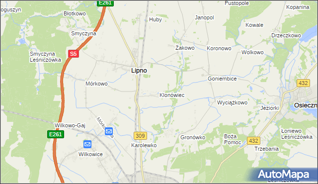 mapa Klonówiec, Klonówiec na mapie Targeo