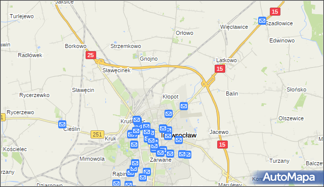 mapa Kłopot gmina Inowrocław, Kłopot gmina Inowrocław na mapie Targeo