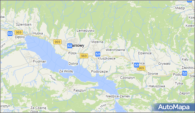 mapa Kluszkowce, Kluszkowce na mapie Targeo