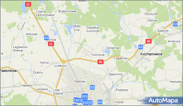 mapa Kochcice, Kochcice na mapie Targeo