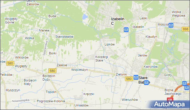 mapa Koczargi Stare, Koczargi Stare na mapie Targeo