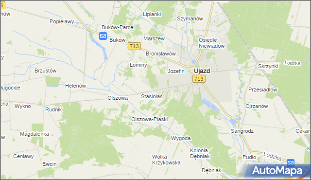 mapa Kolonia Ujazd, Kolonia Ujazd na mapie Targeo