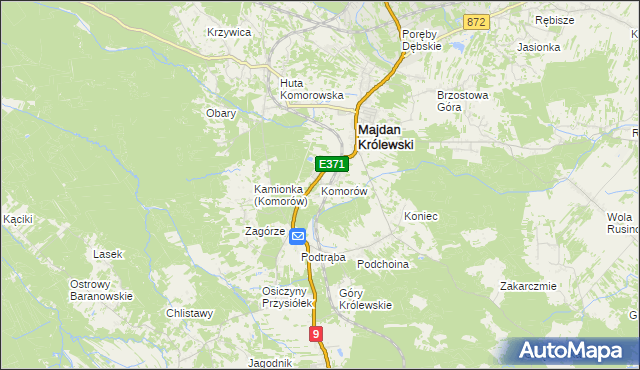 mapa Komorów gmina Majdan Królewski, Komorów gmina Majdan Królewski na mapie Targeo
