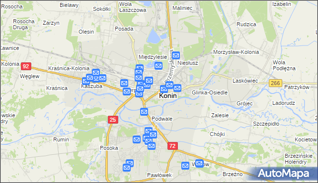 mapa Konina, Konin na mapie Targeo