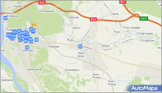 mapa Końskowola, Końskowola na mapie Targeo