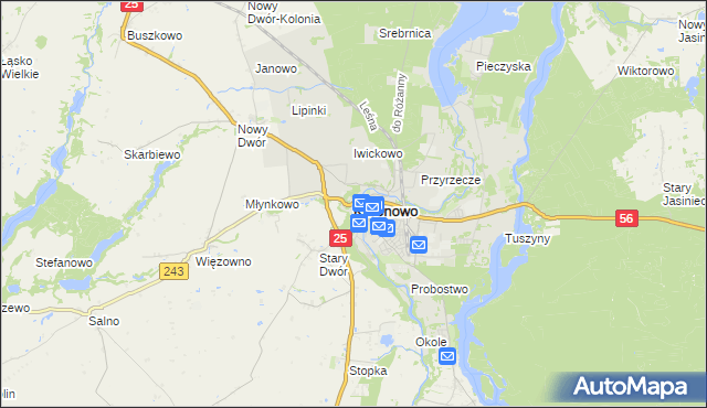mapa Koronowo powiat bydgoski, Koronowo powiat bydgoski na mapie Targeo