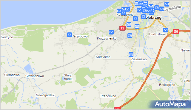 mapa Korzystno, Korzystno na mapie Targeo