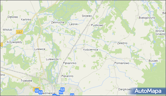 mapa Kościernica gmina Białogard, Kościernica gmina Białogard na mapie Targeo