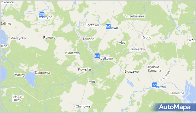 mapa Kostkowo gmina Gniewino, Kostkowo gmina Gniewino na mapie Targeo