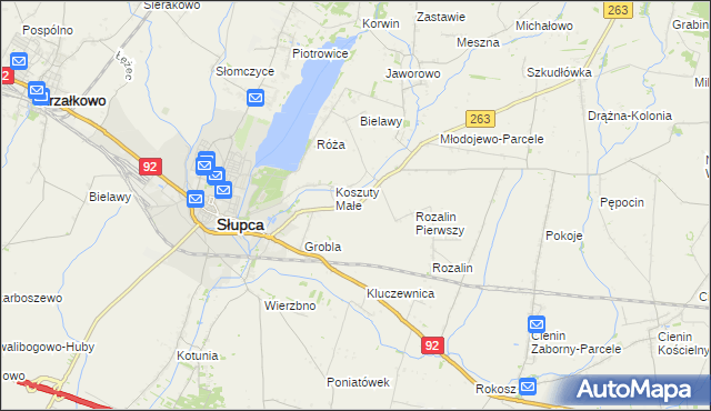 mapa Koszuty gmina Słupca, Koszuty gmina Słupca na mapie Targeo
