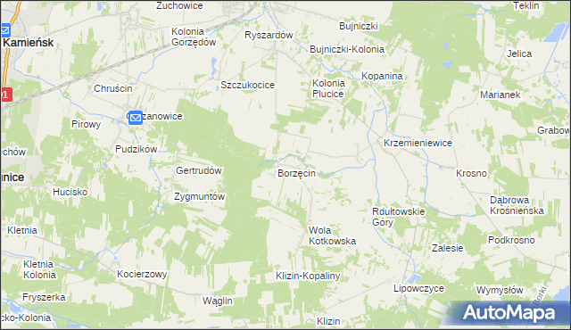 mapa Kotków gmina Gorzkowice, Kotków gmina Gorzkowice na mapie Targeo