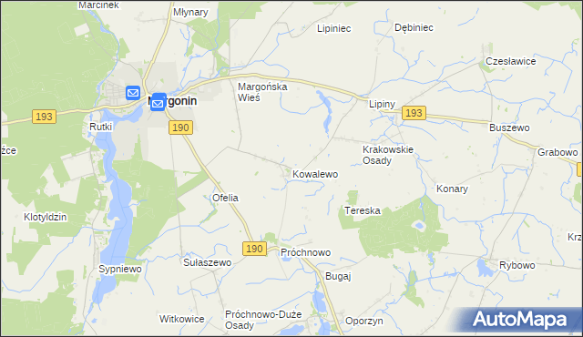 mapa Kowalewo gmina Margonin, Kowalewo gmina Margonin na mapie Targeo