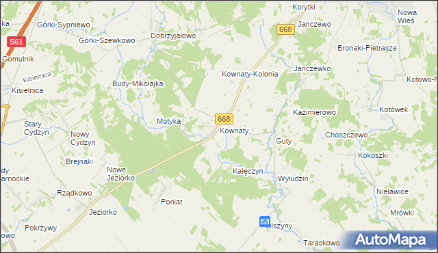 mapa Kownaty gmina Piątnica, Kownaty gmina Piątnica na mapie Targeo